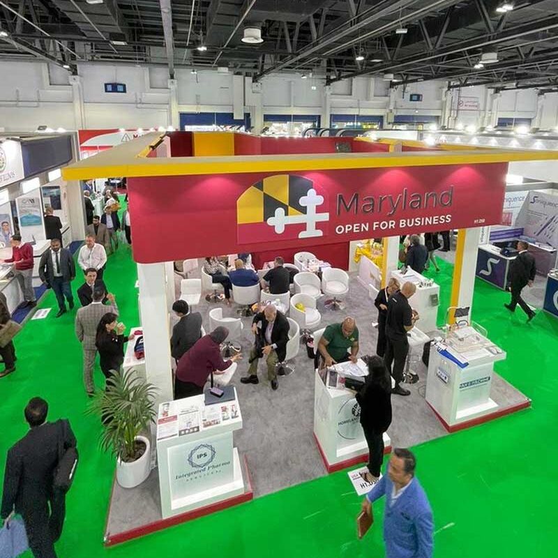 Arab Health Conference Pugh & Tiller at Maryland Department of Commerce booth, Arab Health Conference 2023 in Dubai.